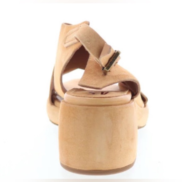 Size 7 A.S. 98 Calle Hook & Loop Tan Suede Criss Cross Block Heel Sandals - Picture 5 of 12